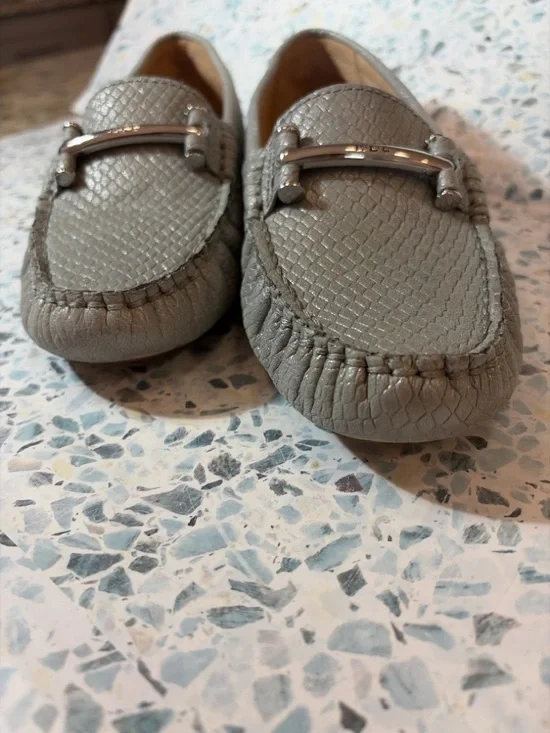 Lauren Ralph Lauren Gray Caliana Leather Driving Loafers Size 6.5B Snake - Picture 5 of 8